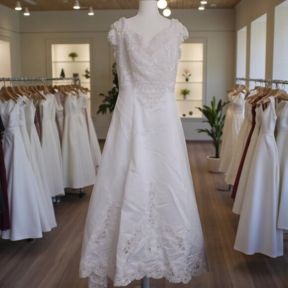 Michaelangelo Dresses & Skirts - Michaelango Size 18 Wedding Dress 52" Length